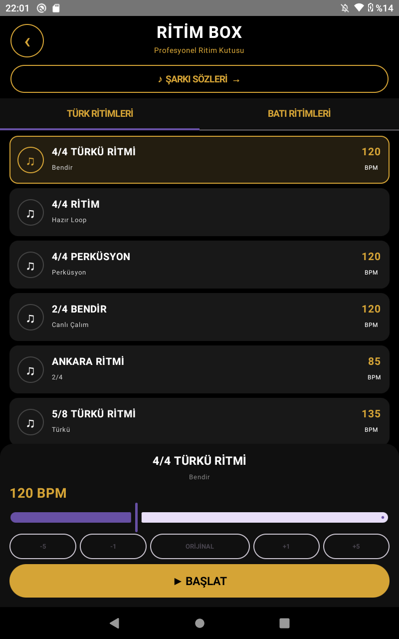 Ritim Box ekranı